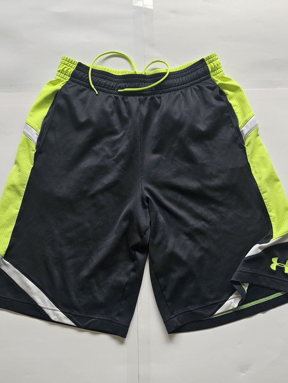 Under Armour Black and Neon Yellow Athletic Shorts